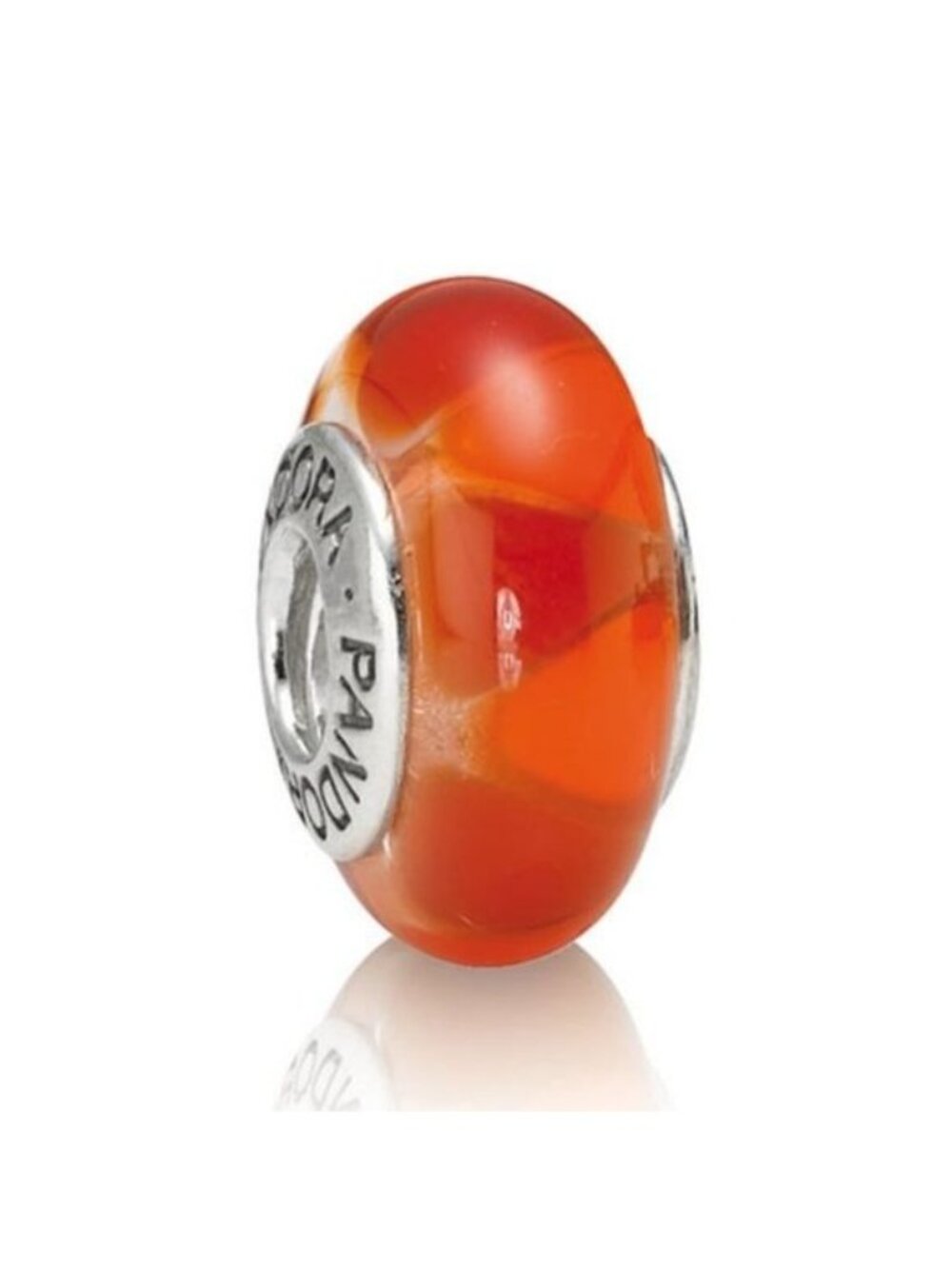 Pandora Retired Captivating Orange Red Hot Murano Glass Bead - 790639